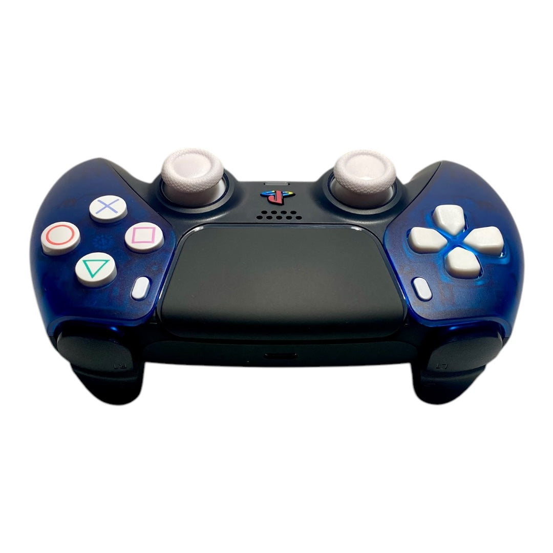 Transparent Blue ICE Retro x NEW DualSense Playstation 5 PS5 Custom Controller +Grips