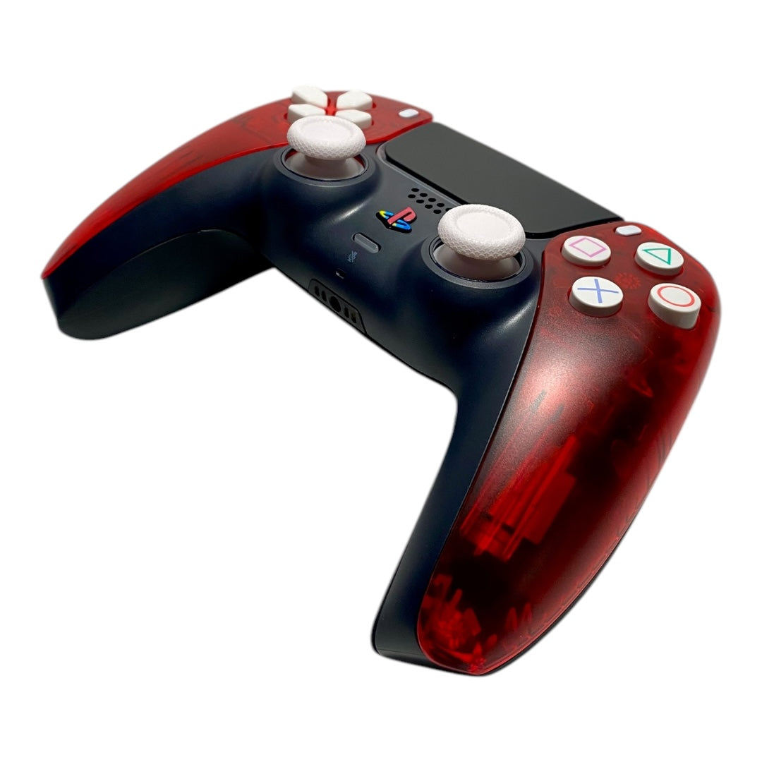 Transparent Red ICE Retro x NEW DualSense Playstation 5 PS5 Custom Controller +Grips