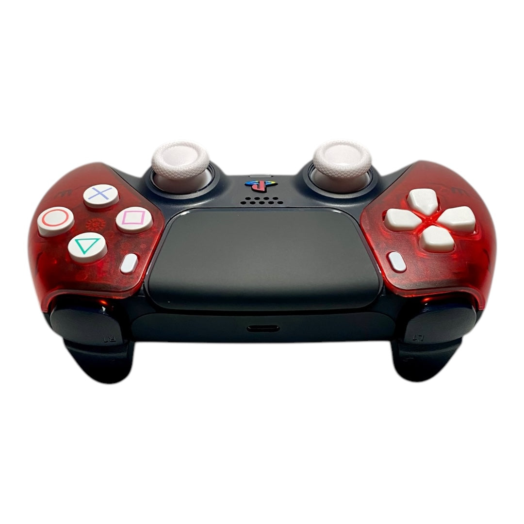 Transparent Red ICE Retro x NEW DualSense Playstation 5 PS5 Custom Controller +Grips