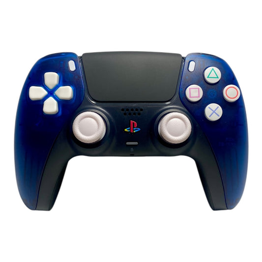 Transparent Blue ICE Retro x NEW DualSense Playstation 5 PS5 Custom Controller +Grips