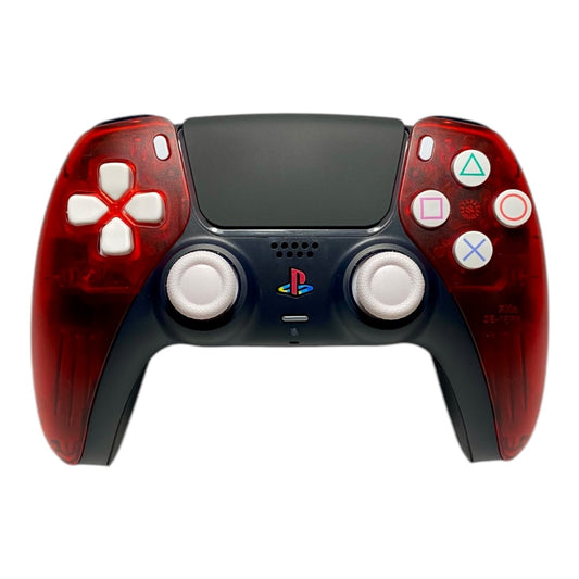 Transparent Red ICE Retro x NEW DualSense Playstation 5 PS5 Custom Controller +Grips